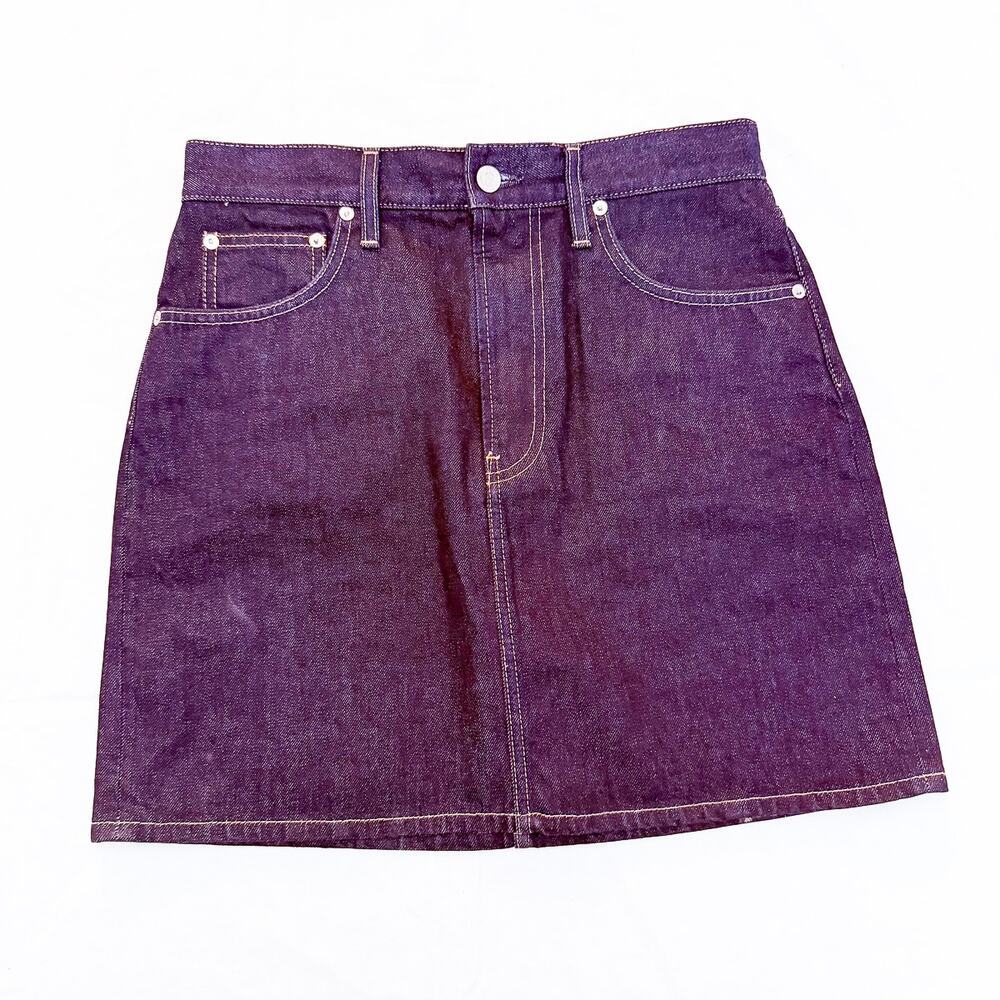 Helmut Lang Dark Wash Denin Jean Mini Skirt Size 30 100% Cotton Italy